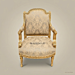 Louis XV Salon Side Chair with Gilt Wood Frame & Brocade Upholstery