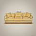 2-Seat Baroque Gold Damask Salon Sofa with Fringe