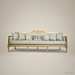 2-Seat Louis XVI Gilded Wood Salon Sofa – Damask Brocade