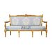 2-Seat Louis XVI Gilded Salon Sofa with Damask Upholstery