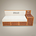 2-Seat Oriental Carved Wood Salon Sofa with Side Table