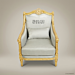 Louis XVI Gilded Wood Salon Armchair with Silver-Grey Upholstery