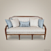 3-Seat Louis XVI Damask Salon Sofa with Gilt Wood Frame