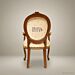 Louis XVI Carved Solid Wood Armchair with Gold Leaf Accents & Ivory Jacquard Upholstery (With Arms)