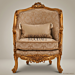 Louis XV Bergère Salon Chair – Gilded Wood & Damask Upholstery