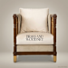 Neoclassical Salon Armchair with Gilded Lattice Panels & Brass Feet