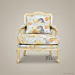 Louis XV Bergère Salon Chair – Tropical Floral Fabric & Ivory Lacquer Frame