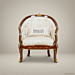 Louis XV Barrel Chair with Damask Upholstery & Gilt Wood Accents