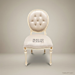 Brass & Wood Louis XVI Ivory Lacquered Solid Wood Button-Tufted Dining Chair (Without Arms)