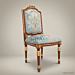 Louis XVI Hand-Carved Solid Wood Dining Chair with Gilt Accents & Floral Tapestry (Without Arms)
