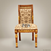 Empire Style Solid Wood Gilt Damask Dining Chair with Gold Leaf Accents (Without Arms)