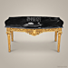 Louis XVI Gilded Wood Salon Coffee Table with Black Marble Top