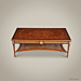 Louis XVI Marquetry Coffee Table with Brass Mounts & Cane Shelf