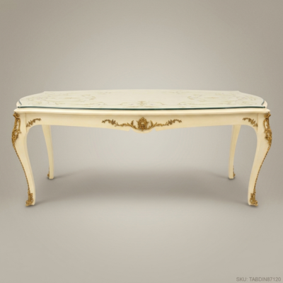 طقم غرفة طعام إمبير المنحوت من الذهب الأصفر والخشب - Brass & Wood