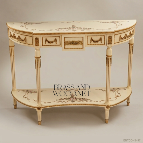Classic Cream Console Table with Brass Details