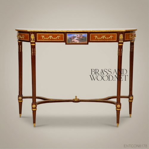 French-Style Brass Mounted Wooden Console Table