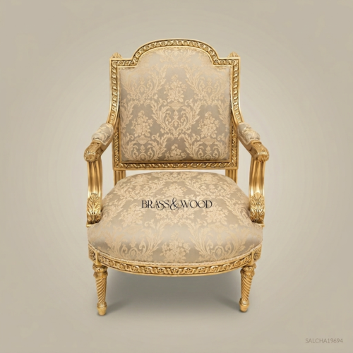 Louis XV Gilt Wood Salon Side Chair – Brass & Wood
