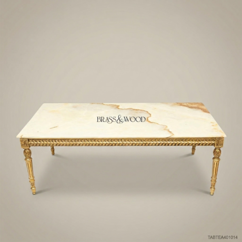 Louis XV Gilded Wood Salon Coffee Table by Brass & Wood