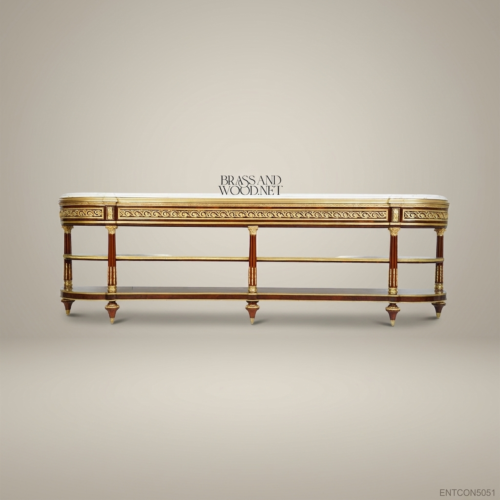 Classic Wooden TV Console with Marble Top