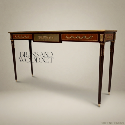 French-Style Brass Mounted Wood Console Table