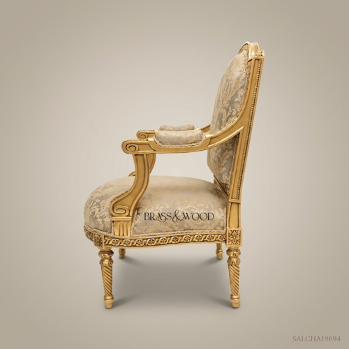 Louis XV Gilt Wood Salon Side Chair – Brass & Wood