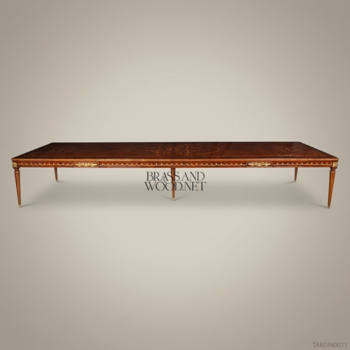 طاولة طعام لويس السادس عشر بالزخارف النحاسية والتطعيم من Brass & Wood