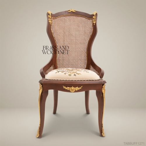 Louis XV Carved Solid Wood Armchair with Ivory Velvet Upholstery & Gilt Accents (With Arms)