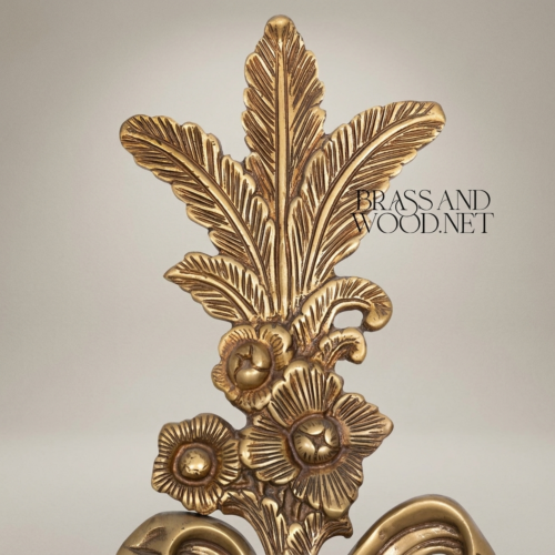 أبليك جداري برونزي ثلاثي الأذرع بزخارف الأكانثوس والورود على الطراز الباروكي - Antique Gold