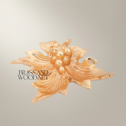 Baroque Brass Grapevine Leaf Ashtray Sculptural Grape Cluster Motif Brass and Wood Gold Side | Brass & Wood