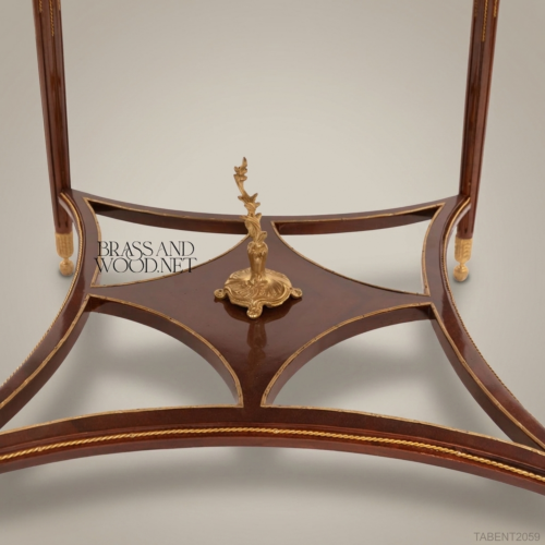 Belle Époque Round Marquetry Centre Table Gilt Bronze Ormolu Foliate Mounts French Polish Mahogany Front View | Brass & Wood