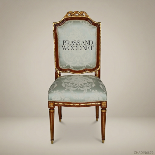 كرسي طعام لويس السادس عشر داماسك من Brass & Wood