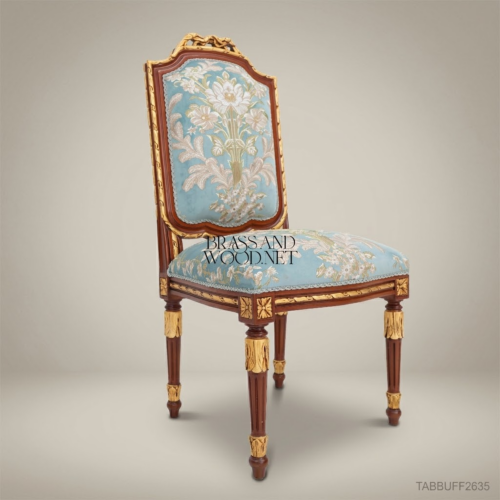 Brass & Wood كرسي طعام مبطّن
