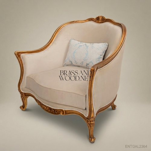 Louis XV Gilt Wood Salon Armchair – Brass & Wood ENTSAL2364