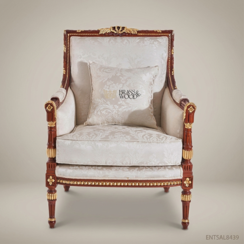 Louis XVI Bergère Salon Armchair with Gilt Wood Frame 01