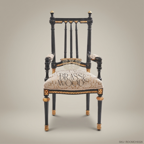 Neoclassical Ebony & Gold Dining Suite 25