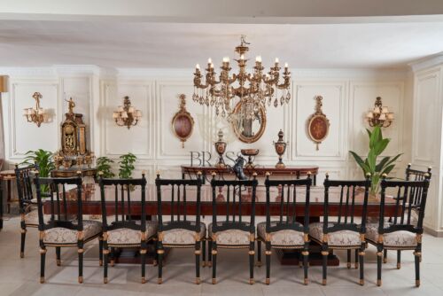 Neoclassical Ebony & Gold Dining Suite 25