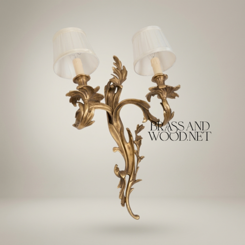 أبليك جداري على طراز لويس الخامس عشر من النحاس - ذراعان بنقوش ورق الأقنثة - Antique Gold