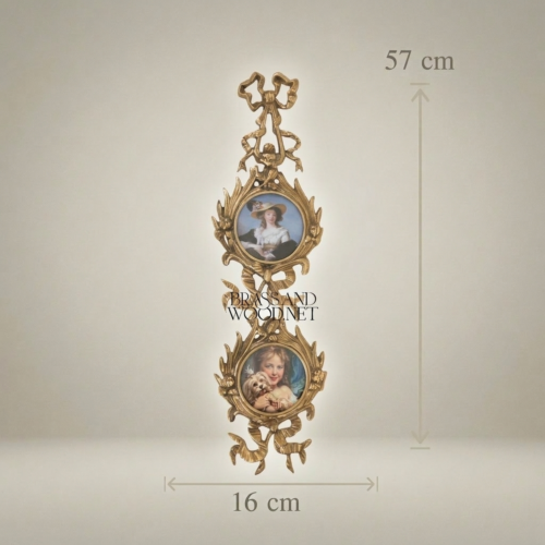 إطار جداري نحاسي مزدوج بتصميم روكوكو بزخارف الأشرطة والأوراق - Antique Gold