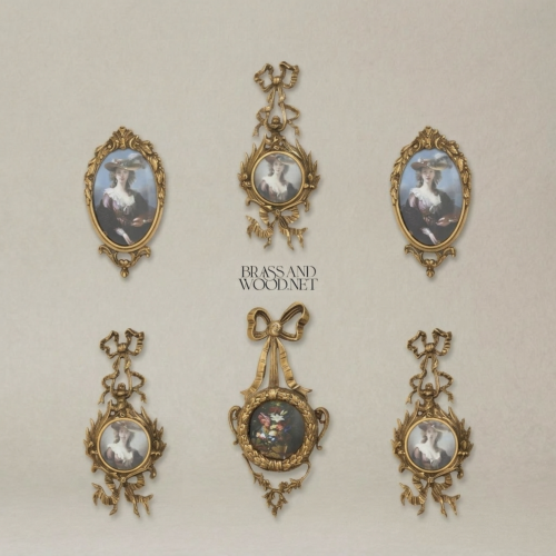 إطار جداري بيضاوي من النحاس على طراز الروكوكو بزخرفة القوس والأكانثوس - Antique Gold