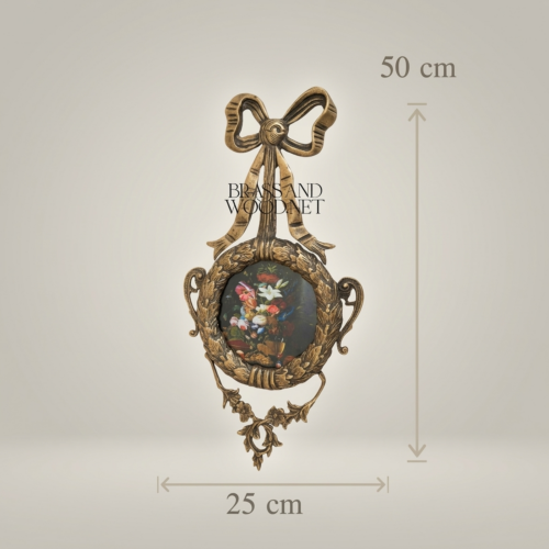 إطار جداري بيضاوي من النحاس على طراز الروكوكو بزخرفة القوس والأكانثوس - Antique Gold
