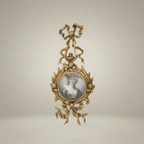 إطار جداري نحاسي روكوكو بزخارف الأكانثوس وعقدة الشريط — بيضاوي - Antique Gold