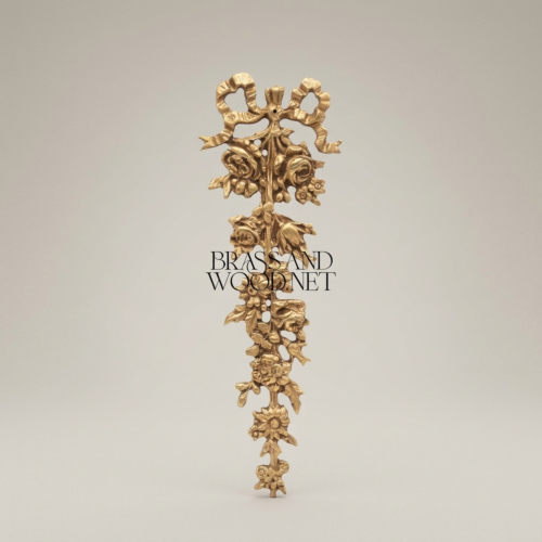معلقة حائط نحاسية روكوكو - باقة زهور متدلية مع ربطة شريط - Antique Gold