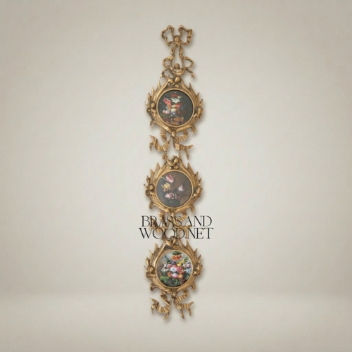 إطار صور جداري نحاسي روكوكو - سلسلة ميداليات متتالية بزخارف الشريطة والأكانثوس - Antique Gold