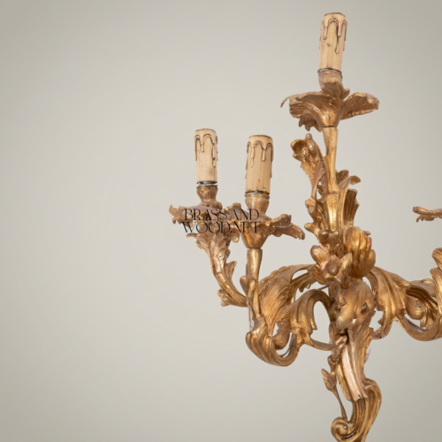 أبليك حائط روكوكو لويس الخامس عشر خمسة أذرع من النحاس بزخارف أوراق الأكانتوس - Antique Gold