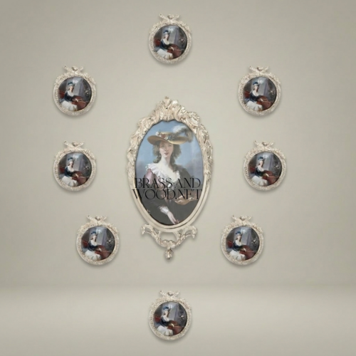 إطار صور بيضاوي من النحاس على طراز الروكوكو بتاج أكانثوس وشريط زخرفي - Silver