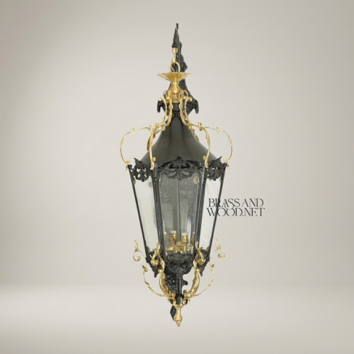 أبليك جداري روكوكو بذراعين من النحاس مع ميدالية خزف مرسومة يدوياً - Antique Gold