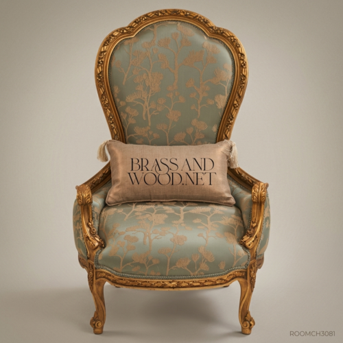 Louis XV Gilded Salon Armchair – Brass & Wood ROOMCH3081
