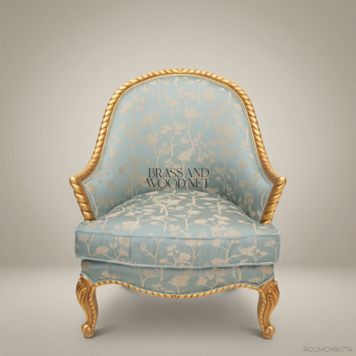 Louis XV Gilded Salon Armchair – Brass & Wood