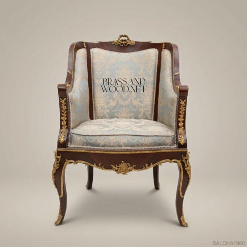 Louis XV Bergère Salon Chair — Brass & Wood