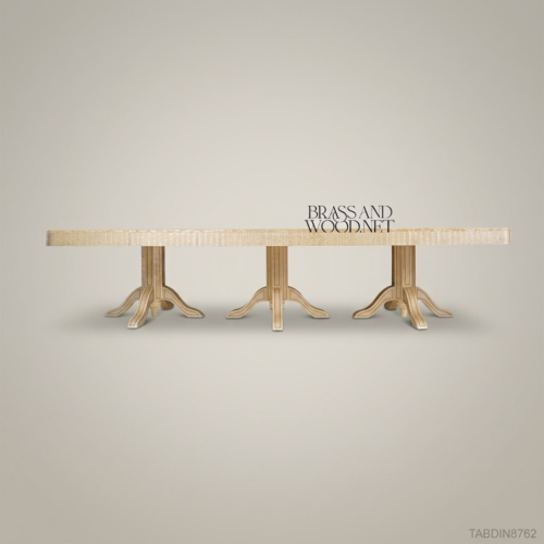 طقم غرفة طعام Brass & Wood الكلاسيكي المنحوت